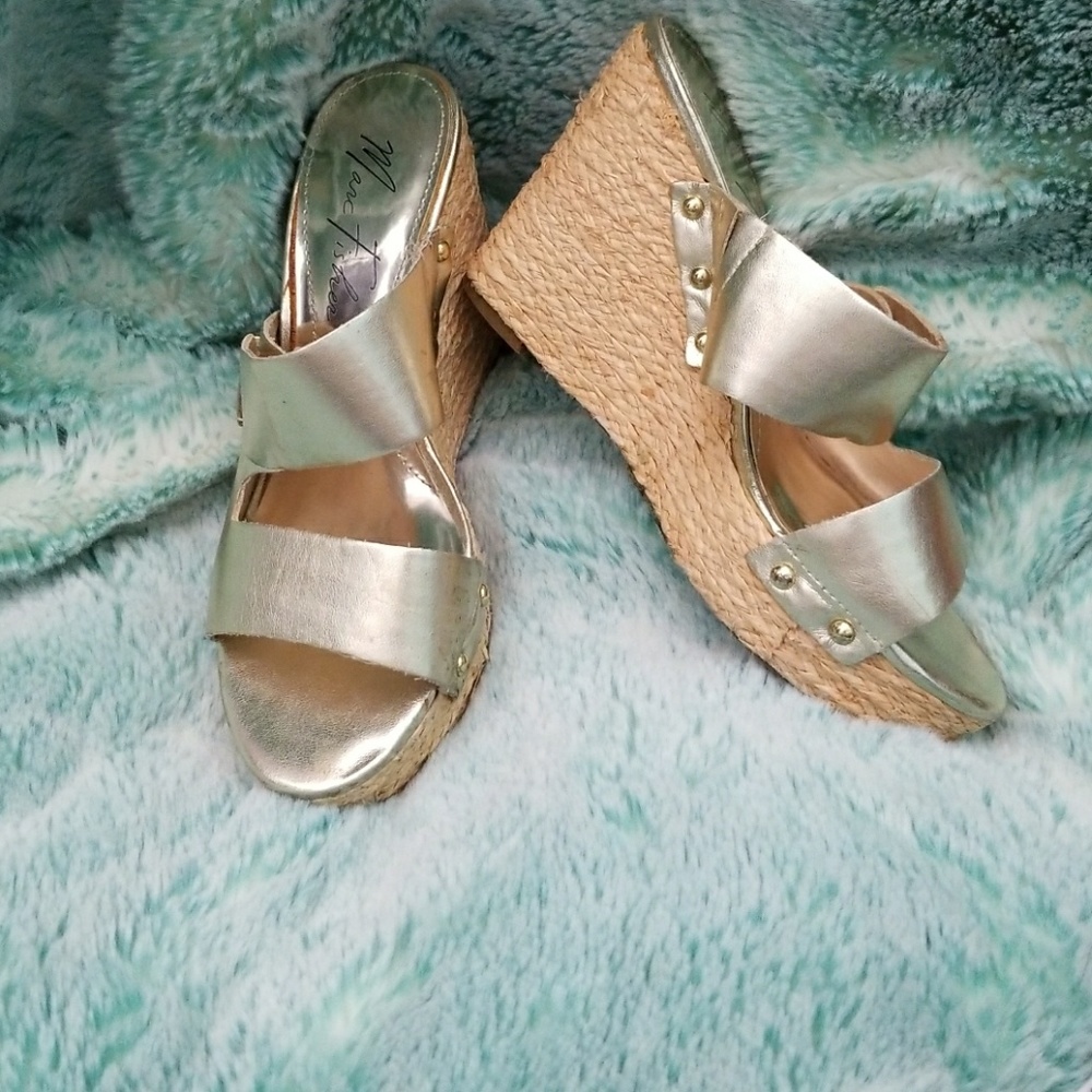 Gold Wedges Espadrilles Sandals Marc Fisher